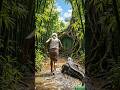 Crocodile Chase Into Secret Bamboo Bunker 😱🐊 #usa #short