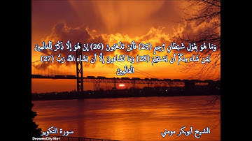 سورة التكوير II الشيخ أبوبكر مومني صلاة العشاء ليلة 19 رمضان 1440 هـ