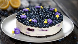 No Bake White Chocolate Blueberry Lemon Cheesecake