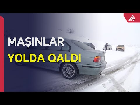 Qarlı hava Şəmkir-Gədəbəy yolunda hərəkəti çətinləşdirdi - APA TV