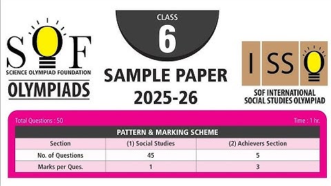 SOF ISSO International Social Studies Olympiad Class 6 Sample Paper 2025-26
