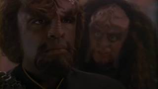 Chancellor Gowron and Lt. Commander Worf meet again