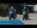 Suzuki gixxer vs yamaha fz v2  drag race  motorbeam