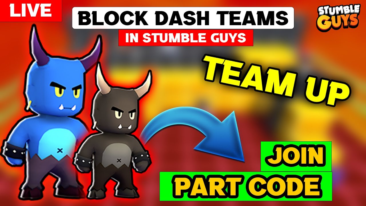NEW! BLOCK DASH TEAMS😱|ROOM CODE UNLIMITED😀|STUMBLE GUYS LIVE🔴 - YouTube