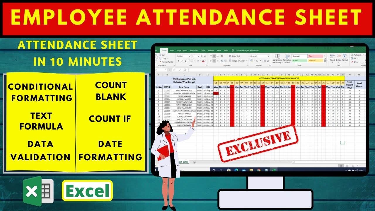 How To Make Employee Attendance Sheet In Microsoft Excel | Attendance ...