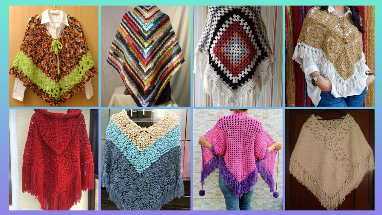Вязаный крючком плед ручной работы // Идеи дизайна женского пончу