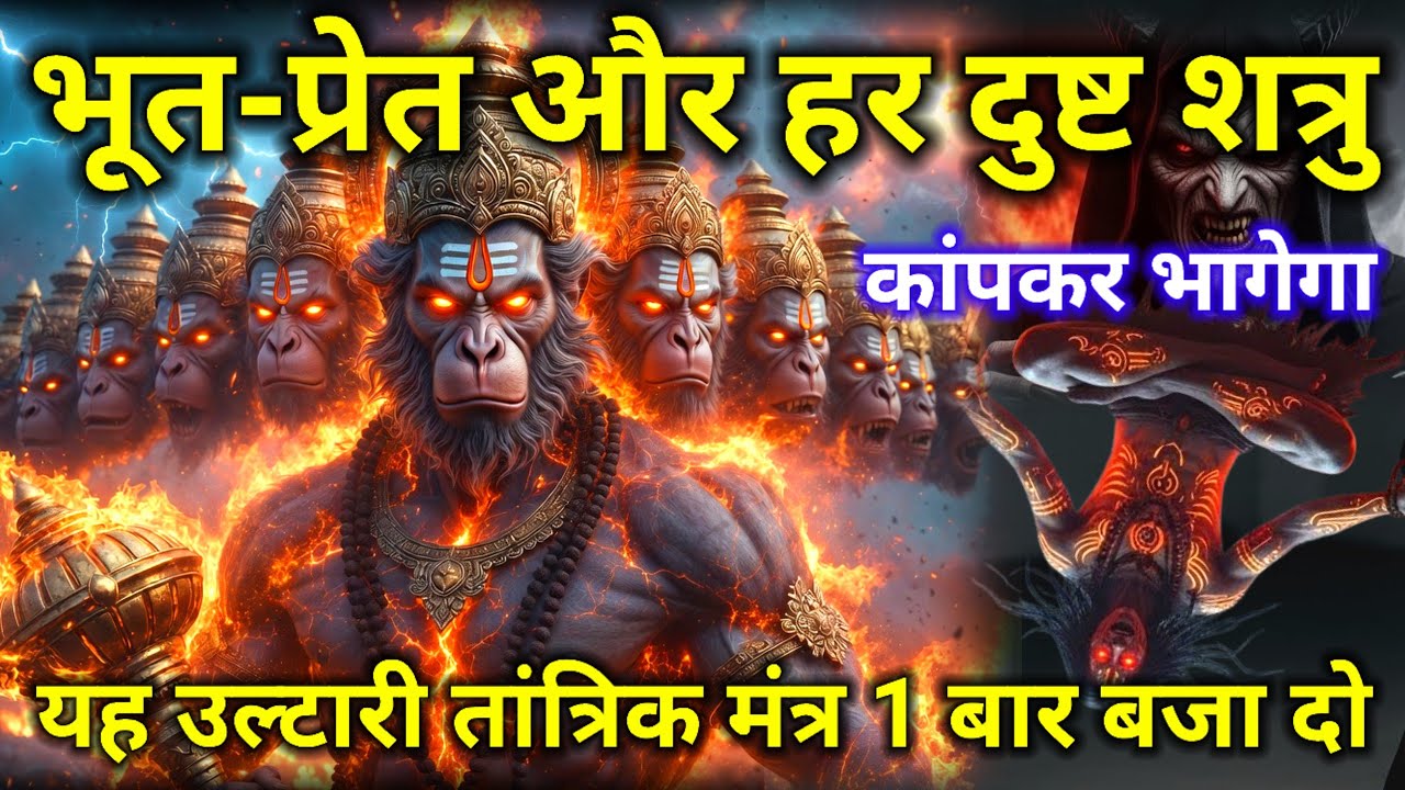 11 मुखी हनुमान ज्वालामुखी उल्टारी तांत्रिक मंत्रःशत्रु संहार, भूत-प्रेत बाधा विनाश || #hanumanmantra