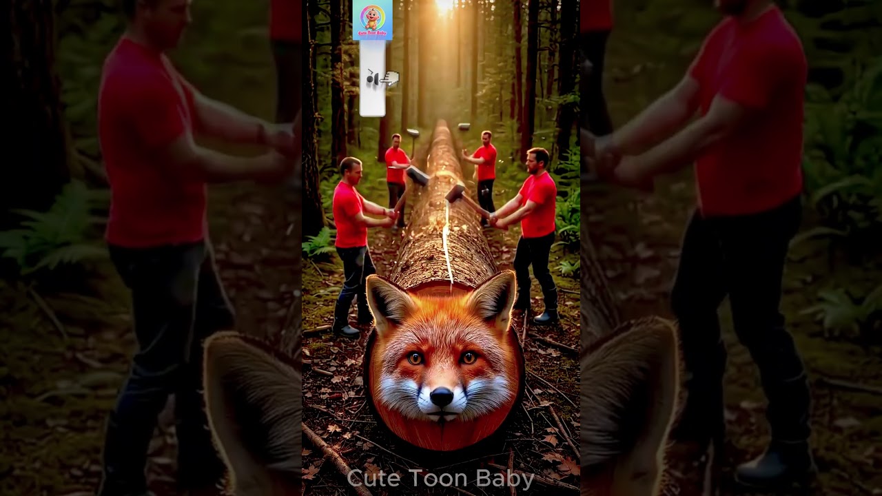 rescue large fish from giant log 