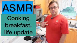 ASMR making breakfast (scrambled eggs, bacon) soft spoken, life update screenshot 4