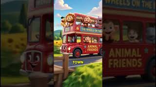 The wheels on the bus go round round 🌈🫧🦁🦛🐵🦆👧🥚🚌