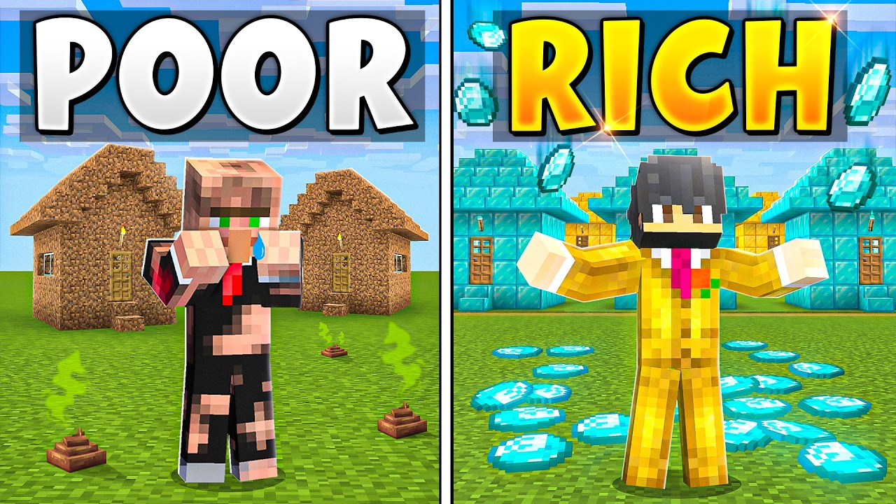 POOR vs RICH VILLAGE BATTLE in MINECRAFT...
