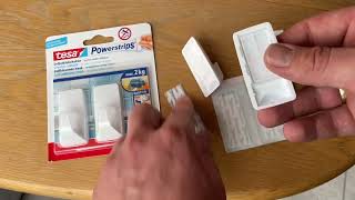 Tesa Powerstrips Haken Large ECKIG - Selbstklebender Wandhaken Unboxing und Anleitung