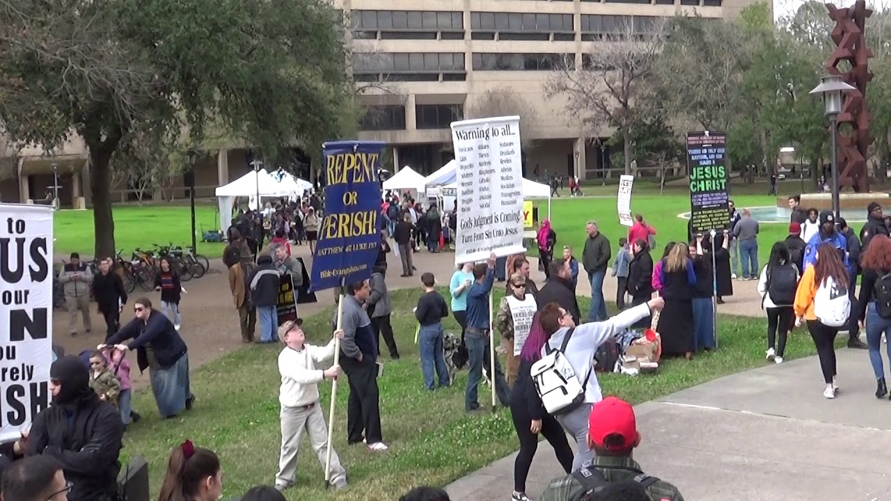 PLC open air conference, street preaching at University of Houston part 4
