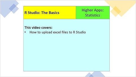 Higher Apps: RStudio Basics 1: Reading excel files to R Studio