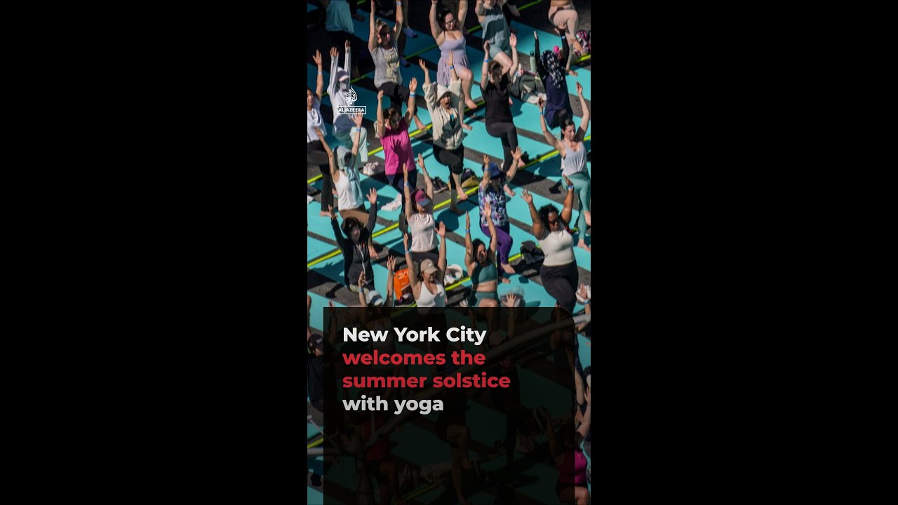 New York City welcomes the summer solstice with Times Square yoga