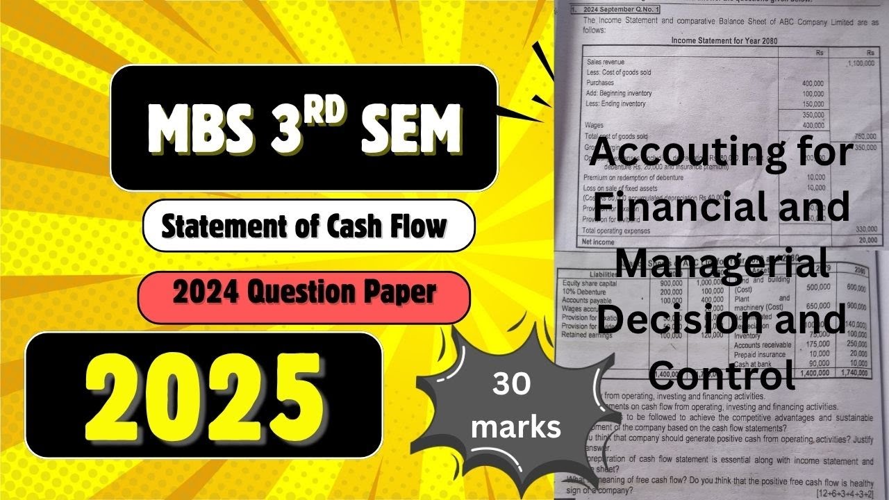MBS 3rd Sem Cash Flow Statment| 2024 Question Paper| Accounting for ...