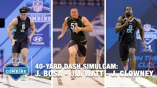 Joey Bosa vs. J.J. Watt vs. Jadeveon Clowney 40-Yard Dash Simulcam Race | 2016 NFL Combine