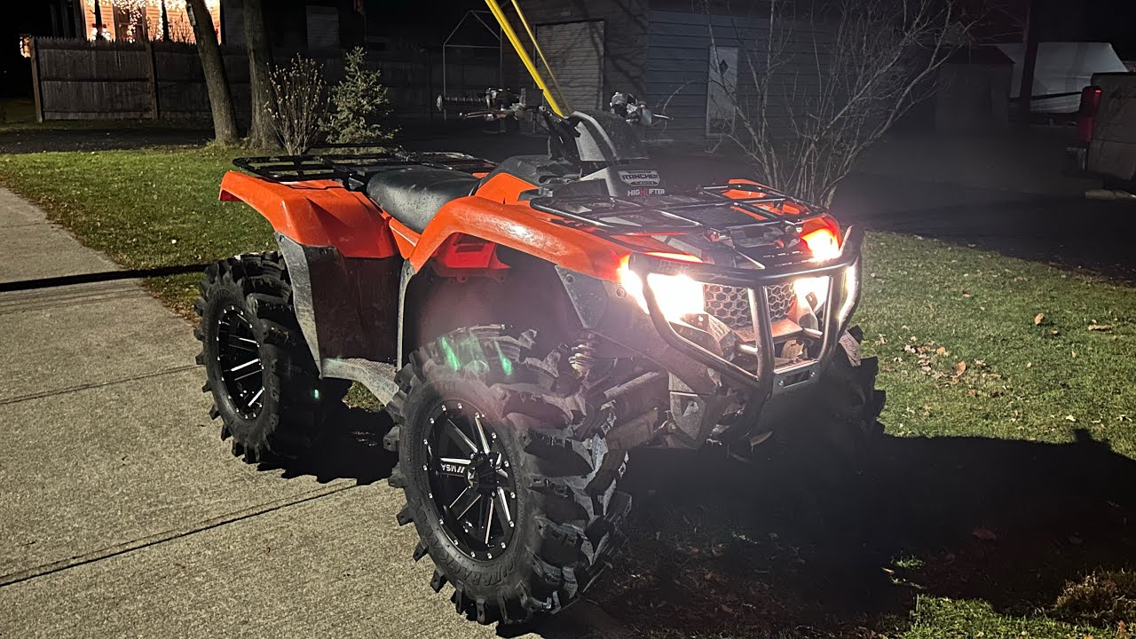Installing Lift and Tires on Honda Rancher - YouTube