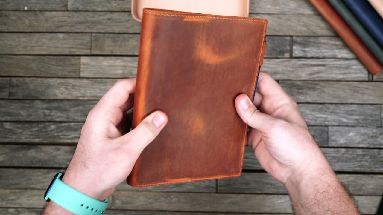 Leather Slim A5 Notebook / Planner Cover - Crazy Brown