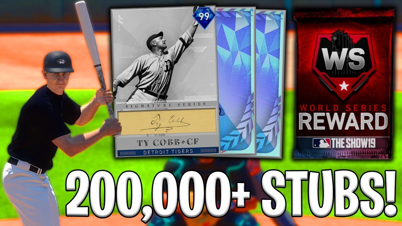 3 DIAMONDS! WORLD SERIES PACK OPENING! SO MANY STUBS MADE! MLB The Show 19 Pack Opening