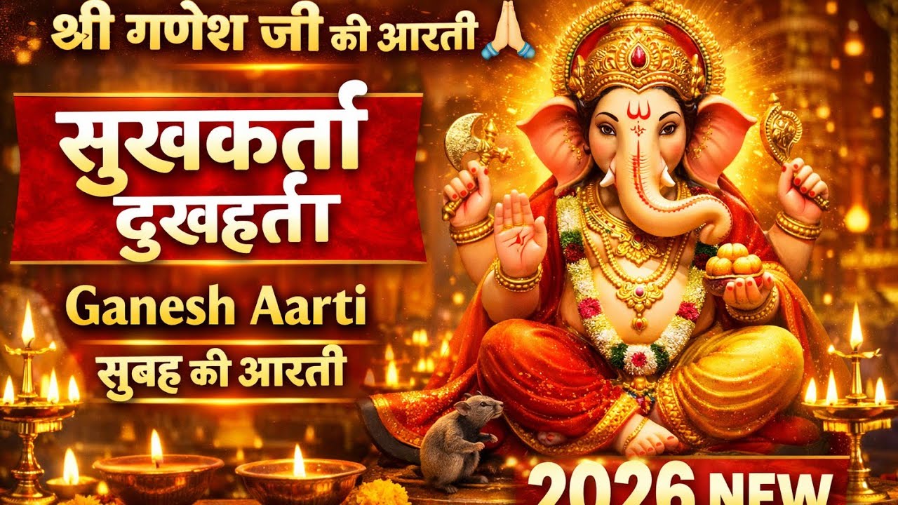 श्री गणेश जी की आरती 🙏 | सुखकर्ता दुखहर्ता | Ganesh Aarti | सुबह की आरती | 2026 New