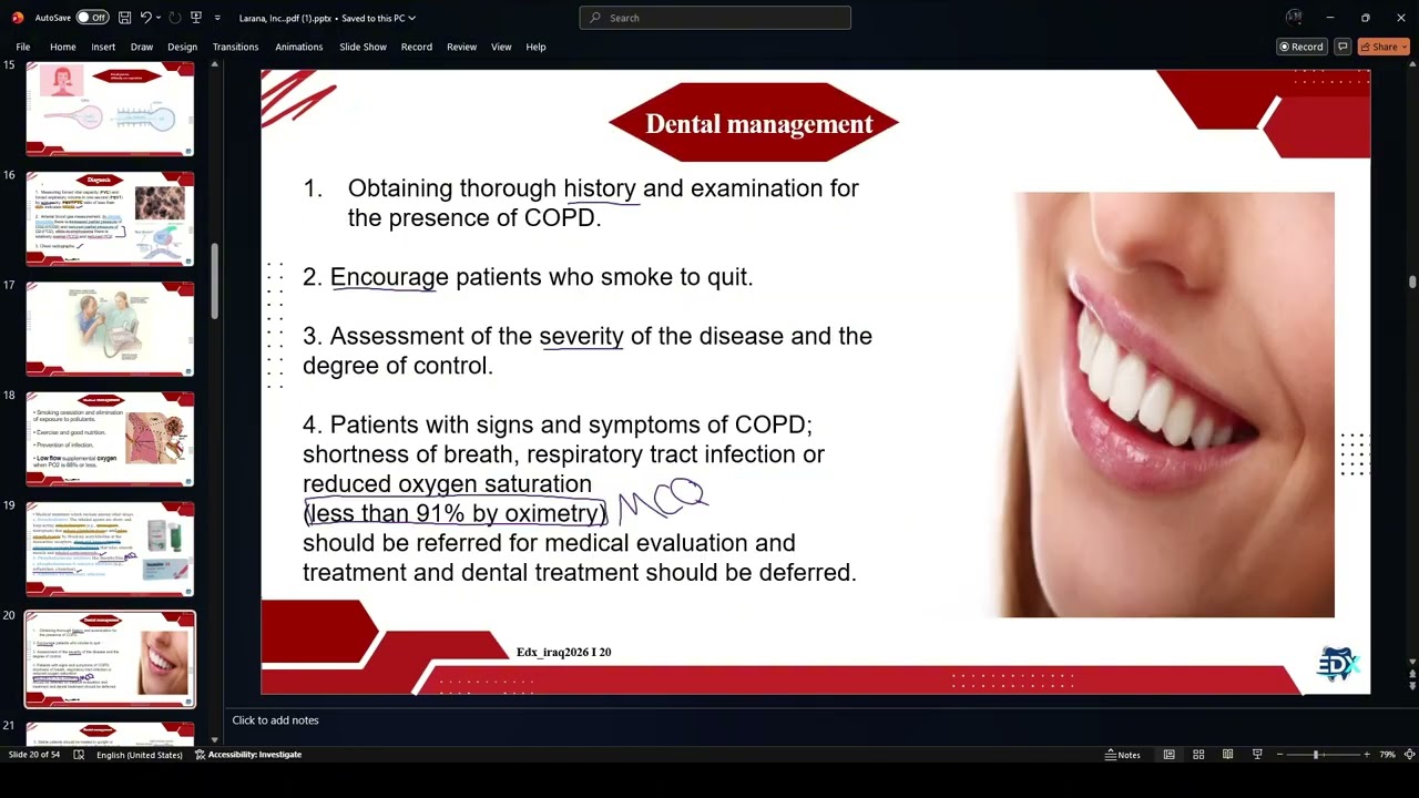 شرح محاضرة Pulmonary Diseases / مادة جراحة الفم / مرحلة رابعة طب اسنان