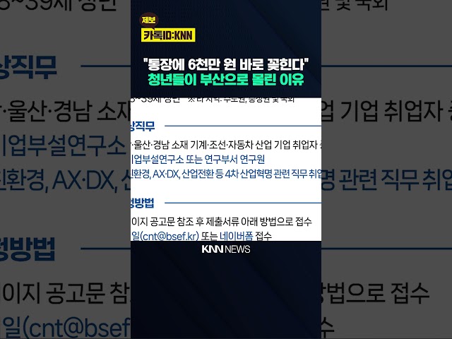 "최대 6,000만 원 준다고?" 부울경 청년 지원 패키지 등장 / KNN