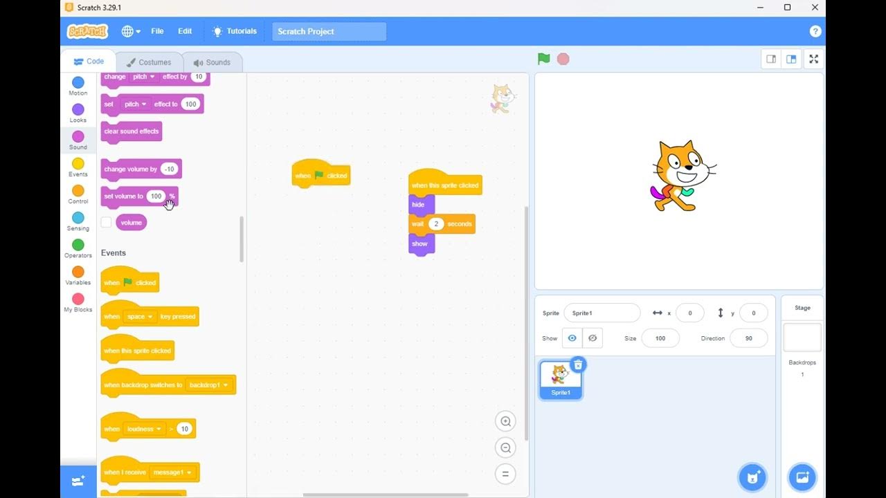 Scratch Tutorial Eps #04 - How to Sprite wirh Show and Hide - YouTube