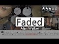 [Lv.09] Faded - Alan Walker  (★★★☆☆) Pop Drum Cover Score book Sheet Lessons Tutorial | DRUMMATE