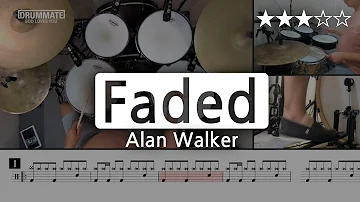 [Lv.09] Faded - Alan Walker  (★★★☆☆) Pop Drum Cover Score book Sheet Lessons Tutorial | DRUMMATE