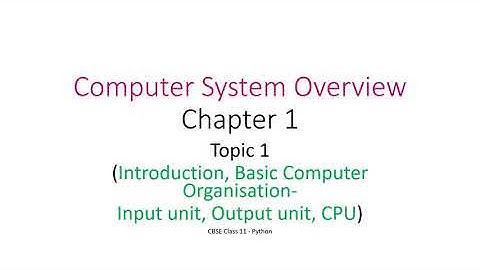 CBSE Class 11 Computer System Overview Chapter 1 Topic 1
