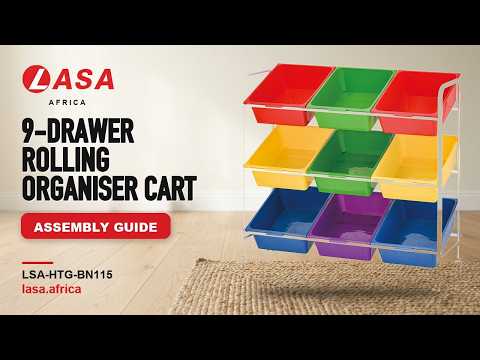 9-Drawer Rolling Organiser Cart, Multi-Colour – Assembly