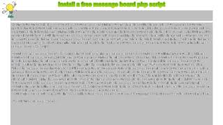 How to : Install a free message board php script Wealth