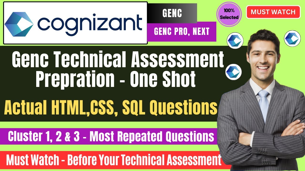 🔥Cognizant GenC Technical Assessment Prepration |HTML, CSS, SQL Actual ...