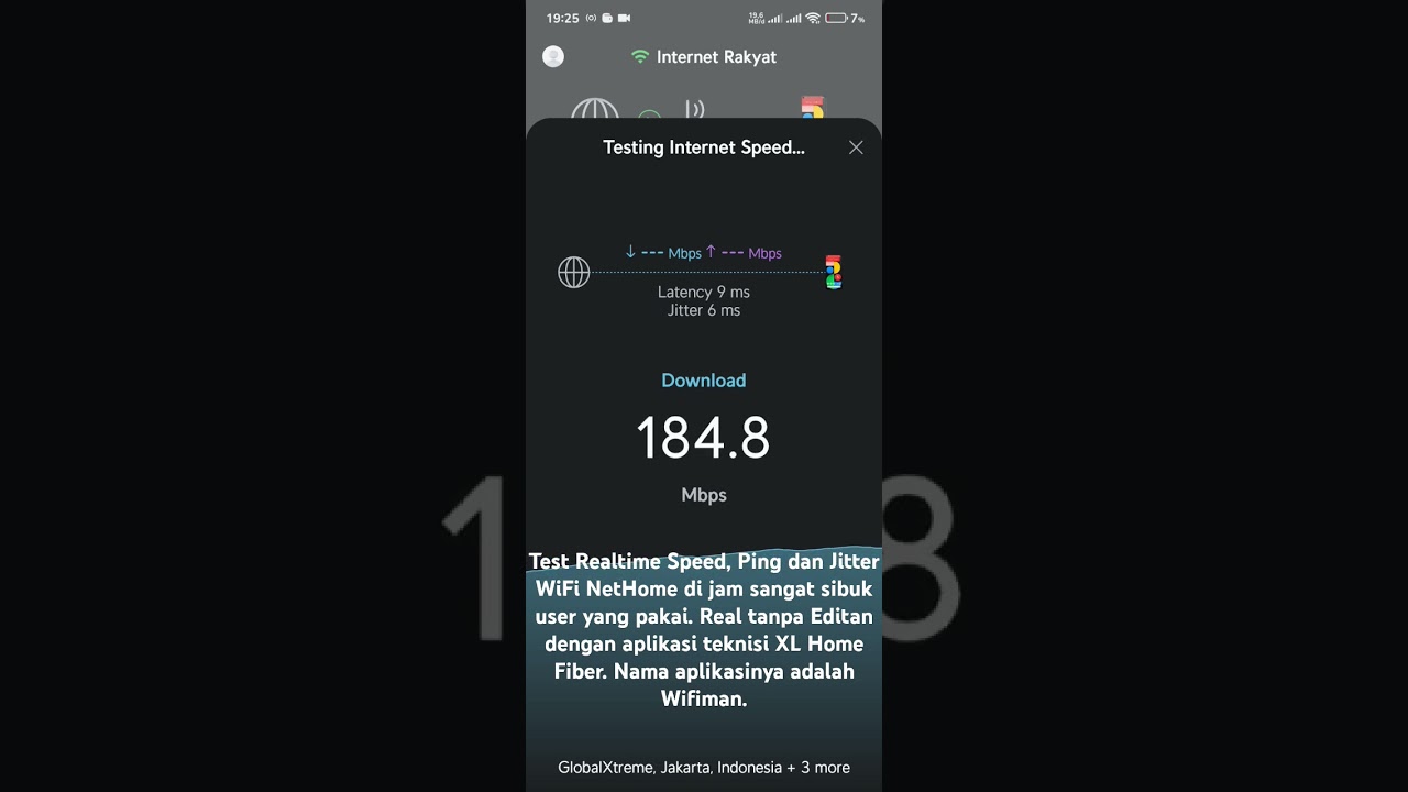 Test Realtime Speed, Ping dan Jitter WiFi NetHome di jam semua device sangat sibuk.