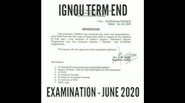 🔴IGNOU Term End Examinations June 2020 is to be held from September First Week | IGNOU TEE June 2020