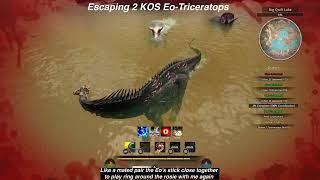 Path Of Titans - Escaping 2 Eo-Triceratops Herbivore Killers