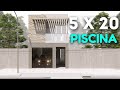 PLANO DE CASA DE 5 X 20 METROS CON PISCINA / HOUSE PLANS 5 X 20 METERS WITH SWIMMING POOL