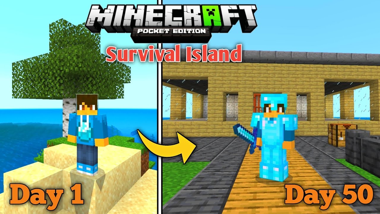 I Survived 50 days on A Survival Island in Minecraft Pocket Edition {In ...