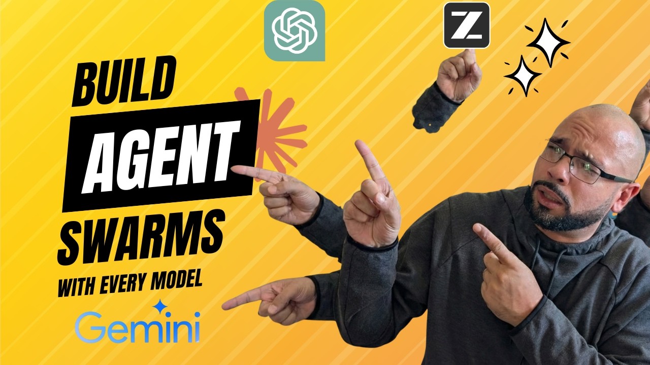 AI agent swarm orchestration diagram showing multiple AI models working together