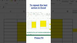 How to repeat the last action im Excel?