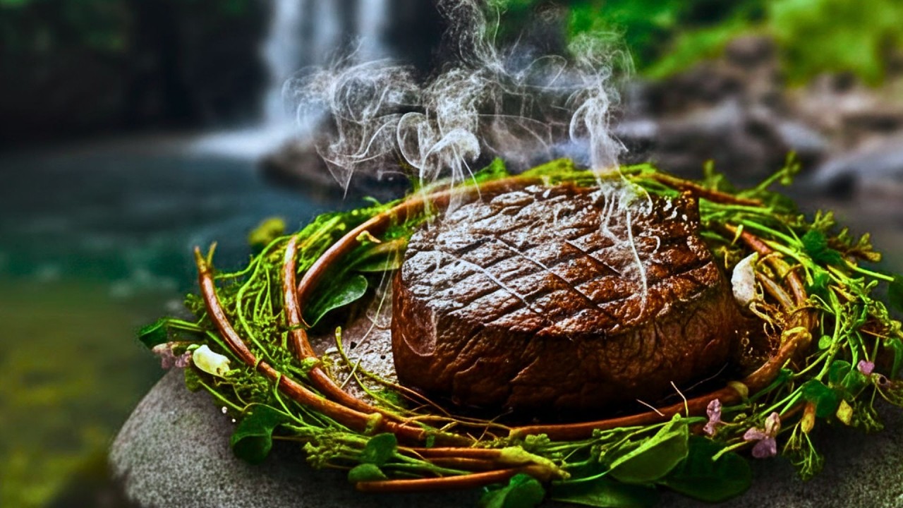 Забудьте о соли и перце! Приготовление гигантского стейка с лесными специями