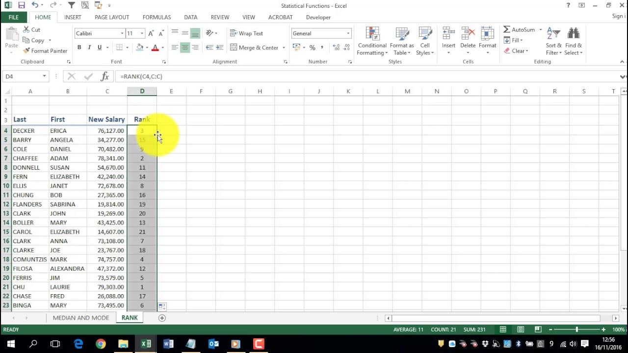 Excel 2013 Statistical Functions - YouTube