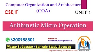 4.Arithmetic Micro Operations  || COA   || 2nd B.tech 1st Semester  || CSE,IT