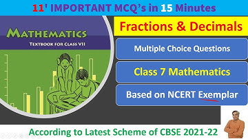 Fractions And Decimals For Class 7 | Maths | Chapter 2  | MCQ| Very important for exam|