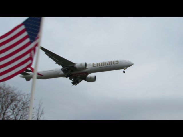 Emirates Boeing 777-300ER Arriving In Boston [HD] - November 28, 2021 class=