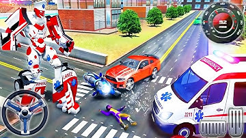 Ambulance Robot City Rescue Simulator - Transformation Van Emergency Drive - Android GamePlay #25