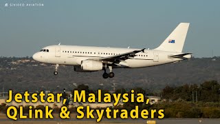 Jetstar (VH-VWW), Malaysia (9M-MXS), QantasLink (VH-NHV) & Skytraders (VH-VCJ) on RW03.