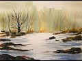 Ron Ranson Style Loose Watercolour Hake Tutorial, Rocky Stream Watercolor Landscape, Beginners