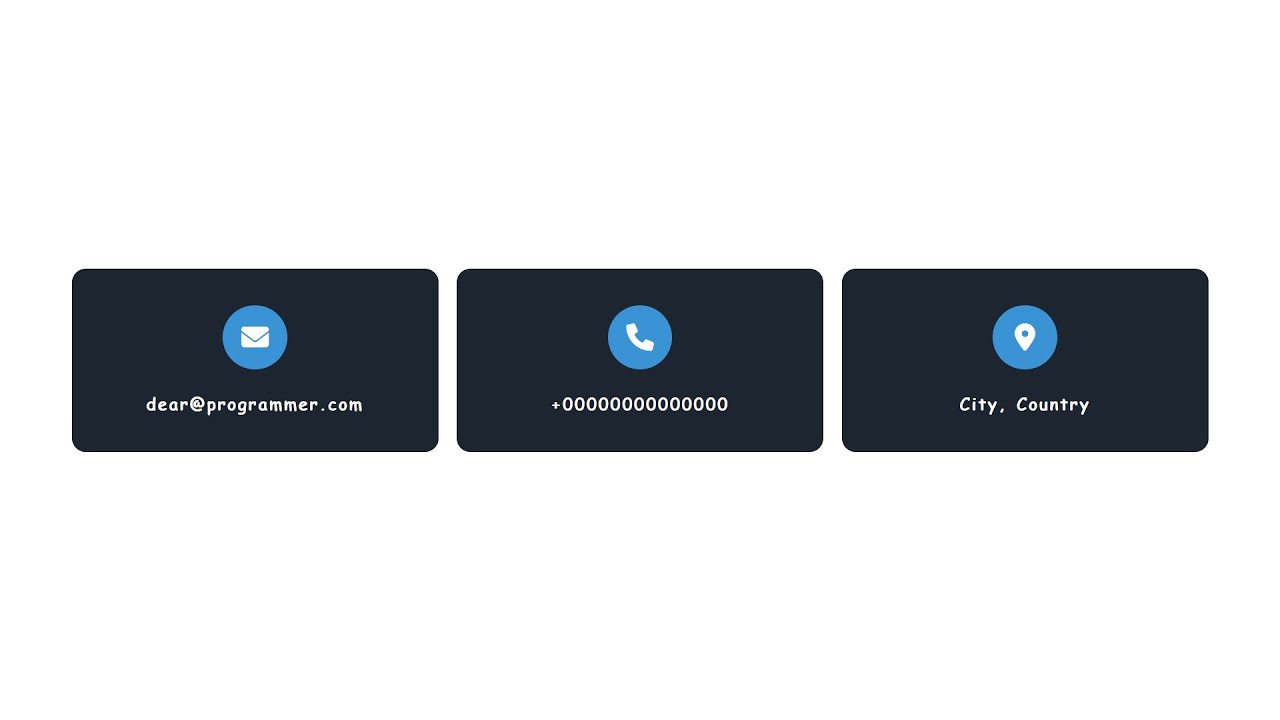 Contact Info Cards Section Using Only HTML & CSS - YouTube
